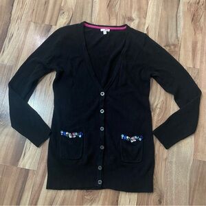 Y2K BONGO Black Cardigan with Colorful Jewel Pocket Accents Sz XL